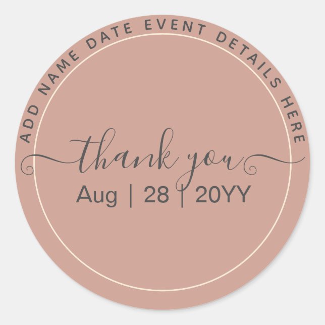 BUDGET Terracotta Monochrome Wedding  Classic Round Sticker (Front)