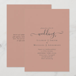 BUDGET Terracotta Monochrome Wedding  Invitation