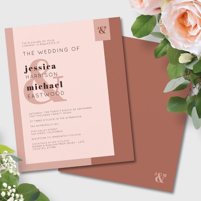 Budget Terracotta Monogram Wedding Invitation Flyer (Creator Uploaded)