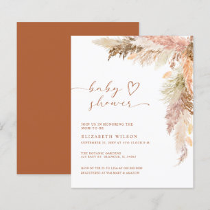 Budget Terracotta Pampas Grass Baby Shower Invite