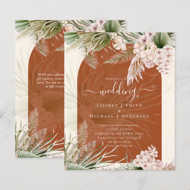 BUDGET Terracotta Peach Pampas Grass Wedding (Front/Back)