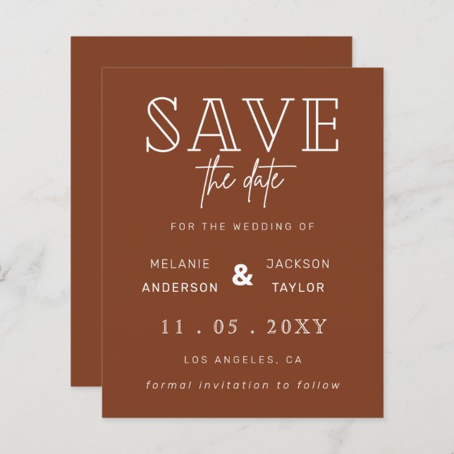 Budget Terracotta Rustic Save The Date (Front/Back)