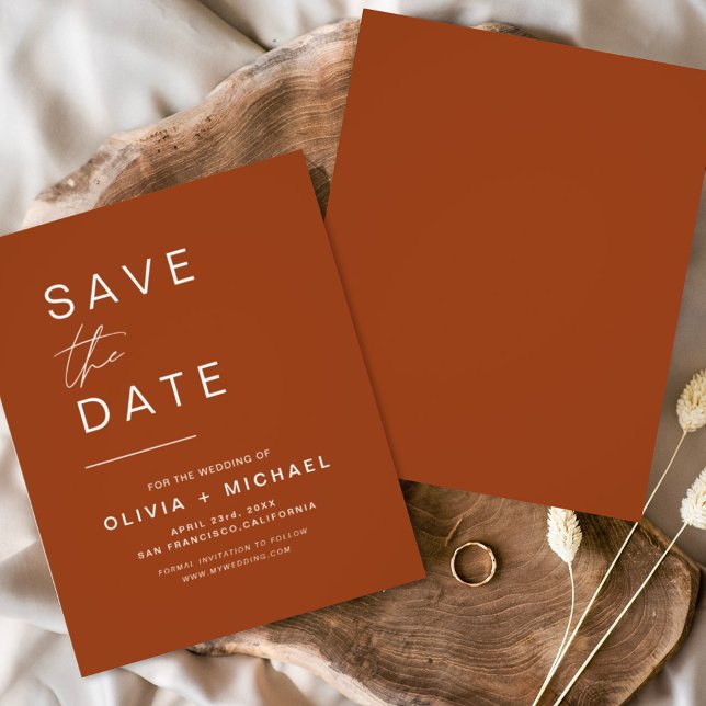 Budget Terracotta Save the Date Minimalist Script Flyer (Creator Uploaded)