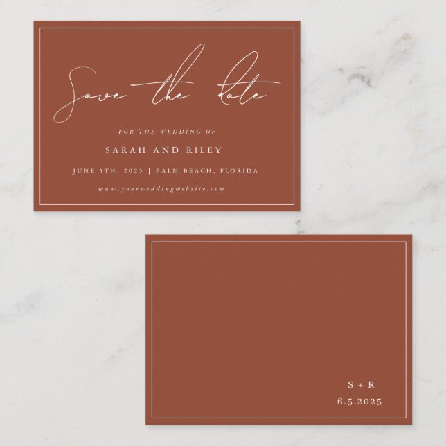 BUDGET Terracotta Wedding Save The Date Invitation (Front/Back)