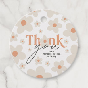 Budget Thank you birthday daisy terracotta natural Favour Tags