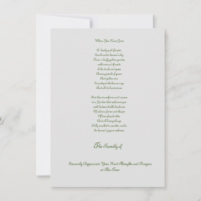 Budget Thank you for condolences sympathy  (Back)