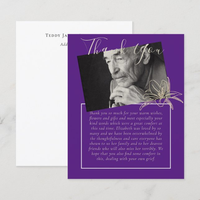 BUDGET Thank You Funeral Memorial Obituary PHOTO (Front/Back)