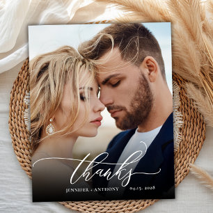Budget Thanks Script Wedding Photo Thank You Card