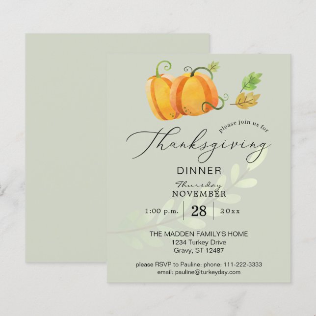 Budget Thanksgiving Pumpkin Duo Dinner Olive (Front/Back)