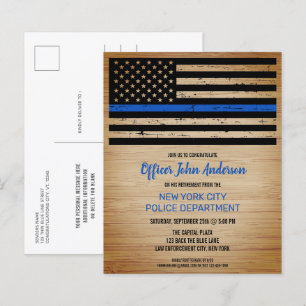 Budget Thin Blue Line Police Retirement Invitation