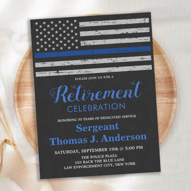 Budget Thin Blue Line Police Retirement Photo Invi (Creator Uploaded)