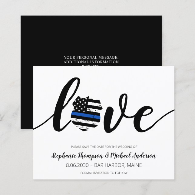 Budget Thin Blue Line Police Wedding Save The Date (Front/Back)