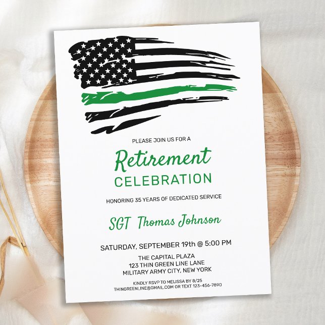 Budget Thin Green Line Military Retirement Invite (Creator Uploaded)