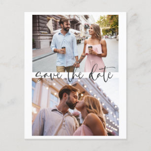 Budget Three Photo Minimalist Script Save The Date