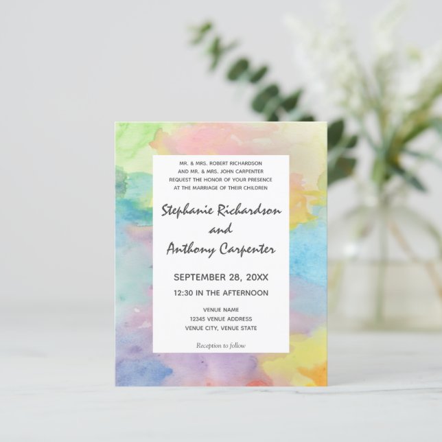 Budget Tie Dye Watercolor Art Colourful Wedding (Standing Front)