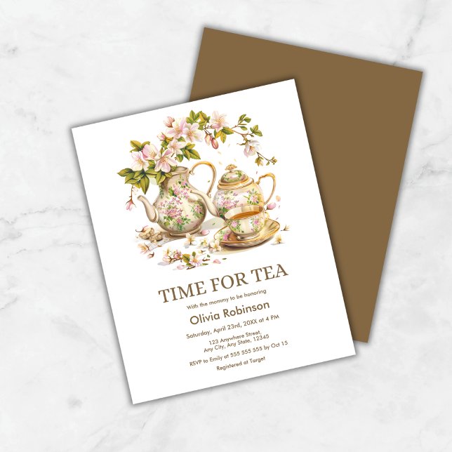 Budget Time for Tea Spring Baby Shower Invitation  (Budget Time for Tea Spring Baby Shower Invitation  )
