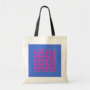Budget Tote Bag: Magenta and Blue Faux-Patchwork Bag