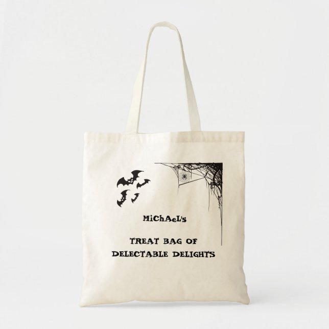Budget Tote Halloween Candy Bag for Kids With Name (Front)