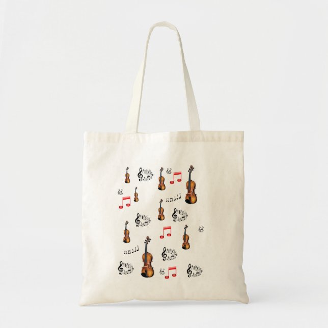 Budget tote handbag musican music white (Front)