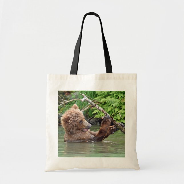 Budget Tote of grizzly bear cub Bag (Front)