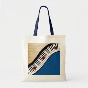 Budget Tote- Piano Keys, Navy handle Tote Bag