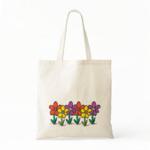 Budget tote with colourful flowers