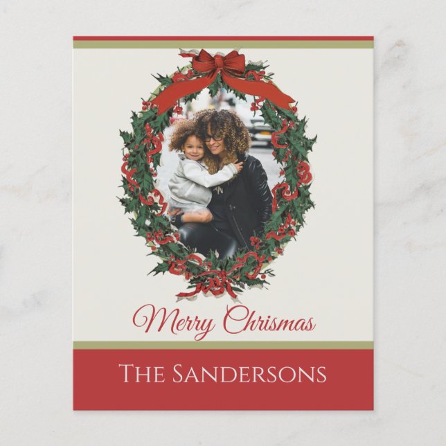 Budget Traditional Holiday Photo Wreath Christmas (Front)