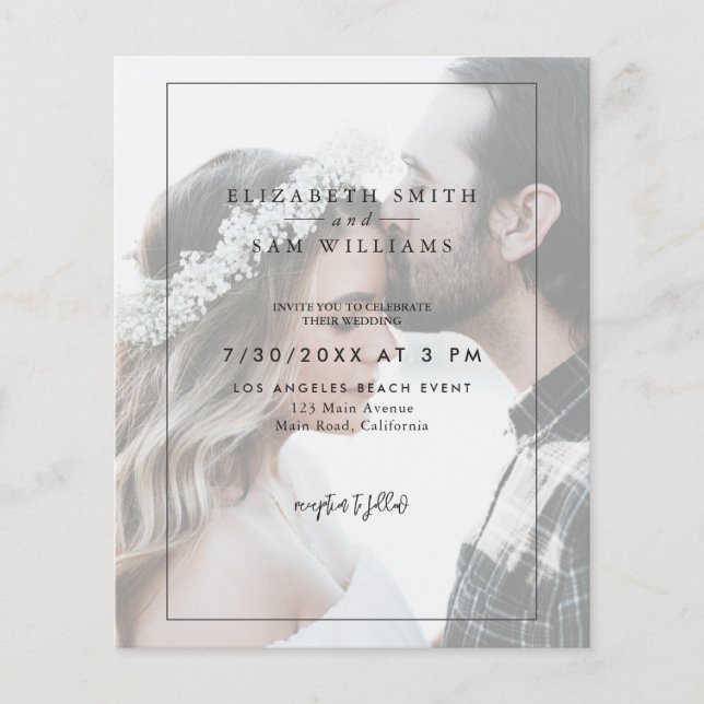 Budget Transparent Photo Wedding Invitation Flyer (Front)
