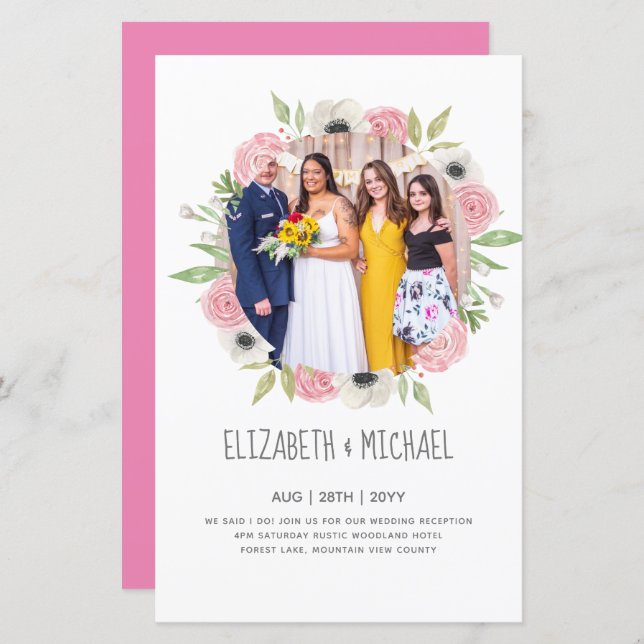 Budget Trending PHOTO Wedding Reception Invites (Front/Back)