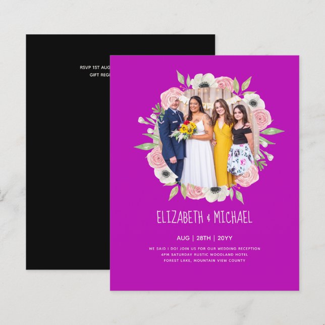 Budget Trending PHOTO Wedding Reception Invites (Front/Back)