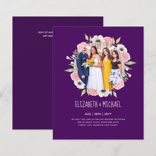 Budget Trending PHOTO Wedding Reception Invites (Front/Back)
