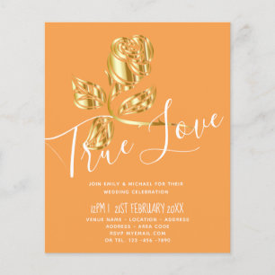 BUDGET Trending True Love Gold Rose Wedding Invite