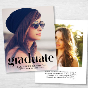 Budget Trendy 2 Photo Graduation Announcement