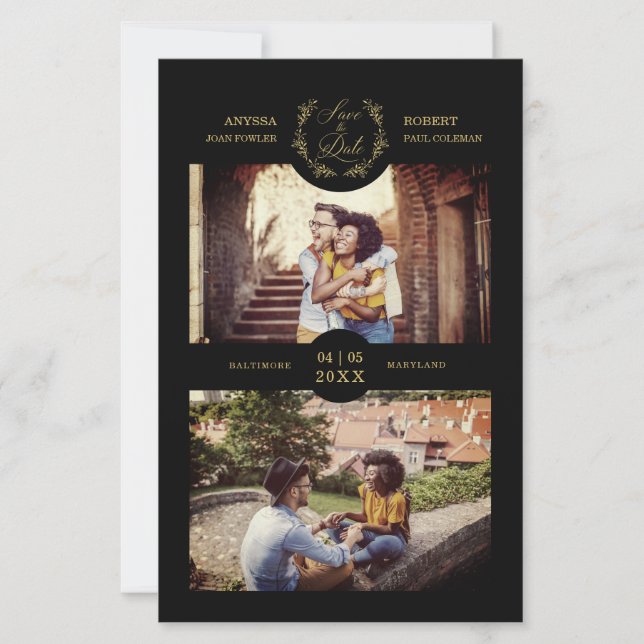 Budget Trendy Branches Black Personalized 2 Photos (Front)