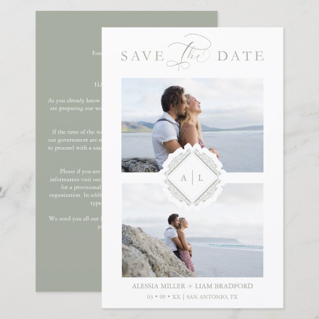 Budget Trendy Initials Chic Ornament Wedding (Front/Back)