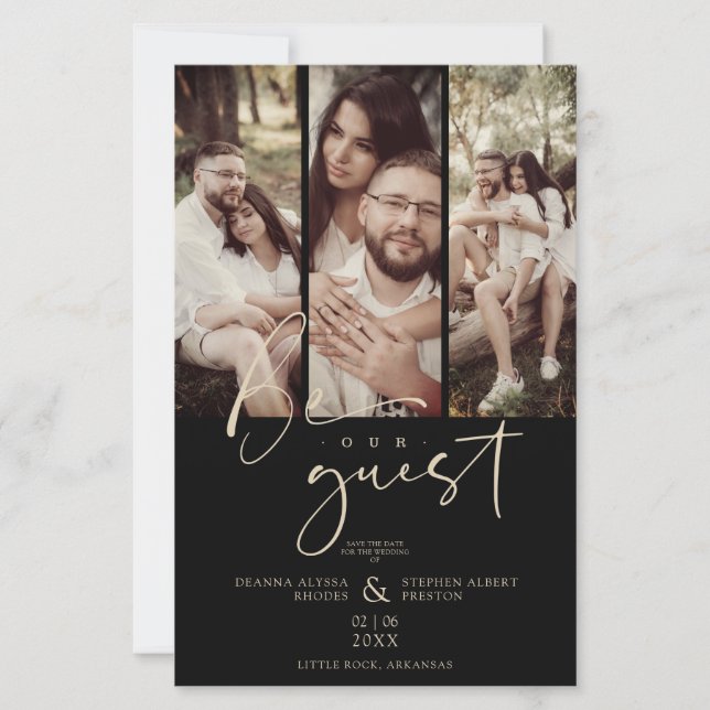 Budget Trendy Modern 3 Wedding Collage Photos (Front)