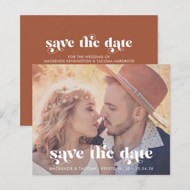 Budget Trendy Modern Photo Save the Date (Front/Back)