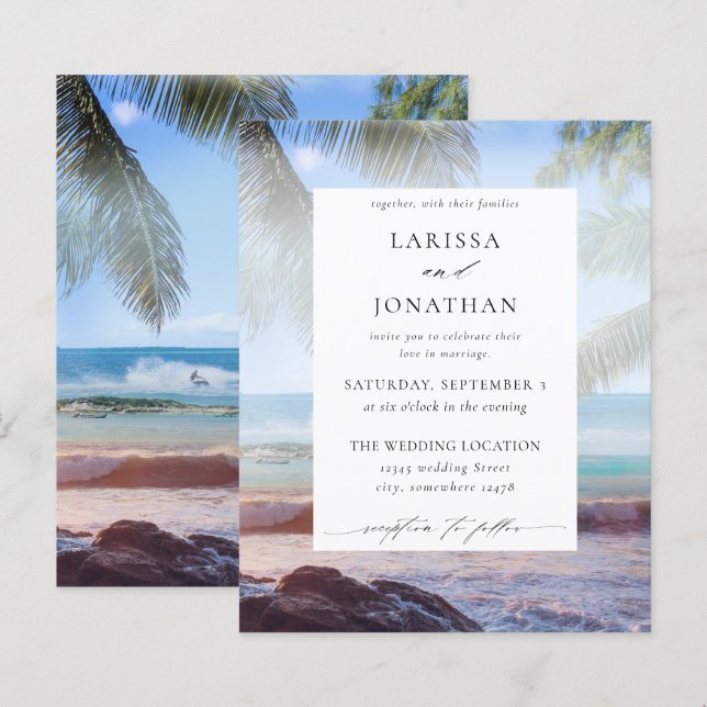 Budget Tropical Beach Palm Destination Wedding (Front/Back)