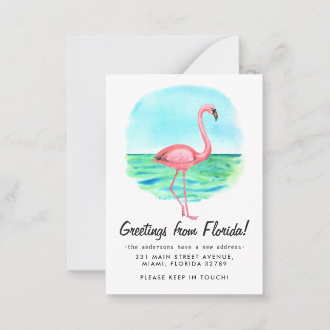 Budget Tropical Flamingo Moved New Address Moving Card (Front)