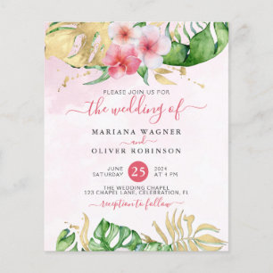 Budget Tropical Floral Wedding Invitation