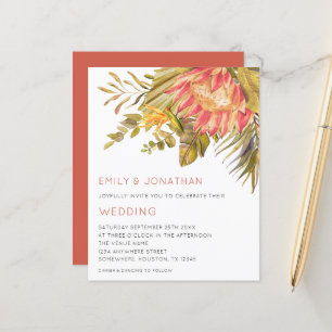 Budget Tropical Foliage Floral Wedding Invitation