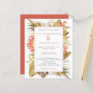 Budget Tropical Foliage Florals Wedding Invitation