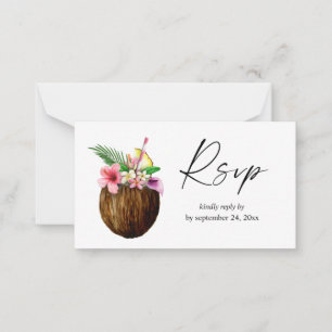 Budget Tropical Hawaiian Coconut 2SM Meal RSVP Card