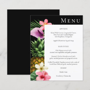 Budget Tropical Hawaiian Floral Menu- Black