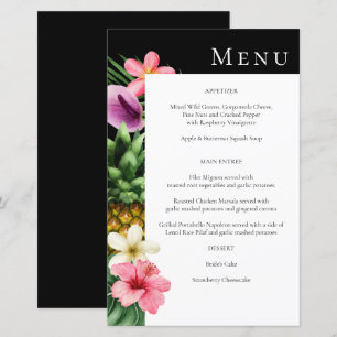 Budget Tropical Hawaiian Floral Menu- Black MED