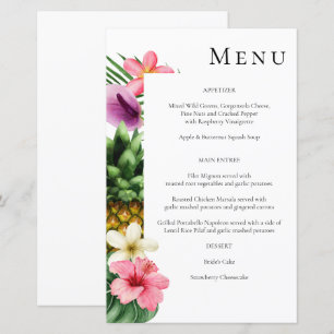 Budget Tropical Hawaiian Floral Menu - Blanc MED