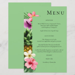Budget Tropical Hawaiian Floral Menu - Green MED