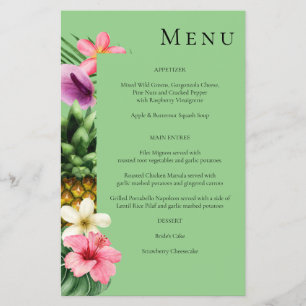 Budget Tropical Hawaiian Floral Menu- Green MED Flyer