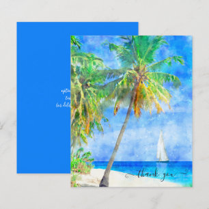 Budget Tropical Island Palm Tree Boat Thank You