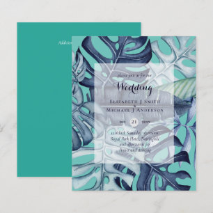 BUDGET Tropical Leaves Destination Wedding Invite